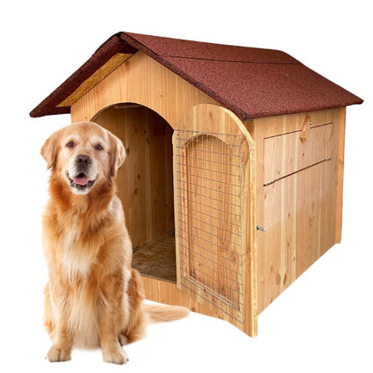 Niche en bois isolé avec porte pour chien moyen Ma boutique