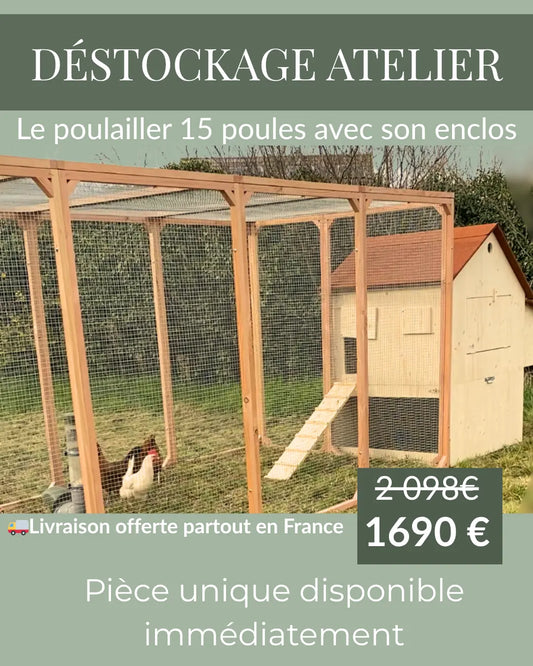 Poulailler sur pilotis 15 poules et son enclos XXL La Madera